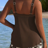 Tankini Rayado de Dos Piezas Corto de Playa
