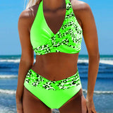 Bikini dos nu impreso patchwork leopardo