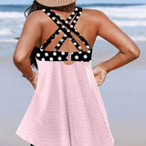 Maillot de baño tankini estampado de lunares