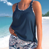 Tankinis con estampado cachemir y escote en U