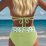 Bikini Sexy Escote Profundo V Con Corte Impreso