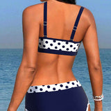 Bikinis de talle alto patchwork con lunares