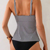 Tankini Rayado Vertical de Dos Piezas Triángulo