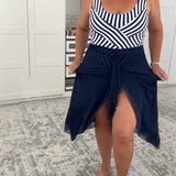 Conjunto de Traje de Baño de Cuello en U Rayado de Una Pieza