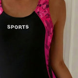Maillot de Baño de Una Pieza con Corte Plano y Tirantes Deportivos