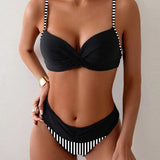 Bikini Sexy Rayado Contraste Triángulo