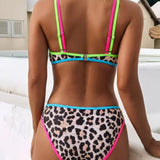 Bikini Color Adorno Leopardo Triángulo