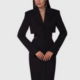 Bernice Vestido Blazer Midi con Corte y Espalda Descubierta