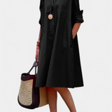 Larissa Vestido en Algodón con Cuello de Solapa