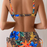 Bikini Bralette Leopardo Impreso Floral