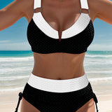 Bikini Bralette Contraste Cintura Alta