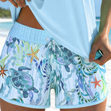Tankini Elegante Impreso Océano Con Corte