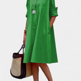 Larissa Vestido en Algodón con Cuello de Solapa