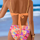 Bikini Sexy Tirantes Hebilla Metálica Impresa