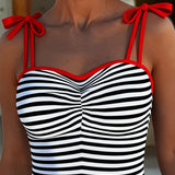 Mono Rayado Rojo Bordado Cuello