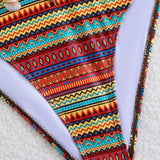Bikini Casual Rayas Arcoíris con Flecos