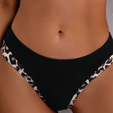 Bikini Sexy A Contraste De Color Impreso Leopardo
