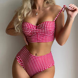 Bikini a cuadros con tirantes delgados