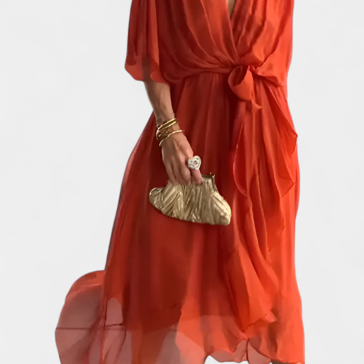 Luisa Vestido Largo con Escote en V y Corte Flowy