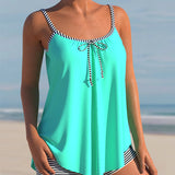 Tankini de dos piezas con tirantes de rayas