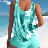 Conjunto de bikini tankini estampado coco