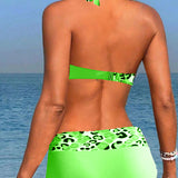 Bikini dos nu impreso patchwork leopardo