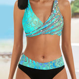Bikini colorido con sujetador cruzado