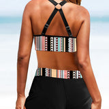 Bikinis de talle alto a rayas