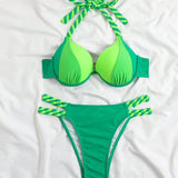Conjunto de bikini de color bloque