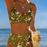 Bikini Sexy Entrecroisé Imprimé Floral