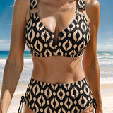 Bikini Vintage Geométrico Impreso