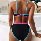 Bikini de Dos Piezas con Diseño de Color Bloqueado