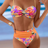Bikini Sexy Tirantes Hebilla Metálica Impresa