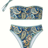 Bañador de Dos Piezas Estampado Estilo Étnico