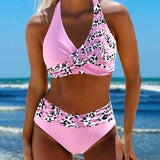 Bikini dos nu impreso patchwork leopardo