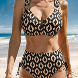 Bikini Vintage Geométrico Impreso