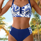 Bikini Sexy Sujetador Impreso Espalda Descubierta Playa