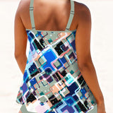 Tankini de baño impreso en bloques de color