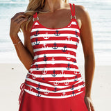 Conjunto de bikini con tirantes de rayas