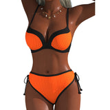 Bikini de Contraste de Color Push-Up con Cuerda de Ajuste