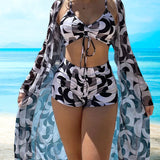 Bañador bikini impreso de 3 piezas