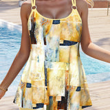 Tankini con tirantes y estampado