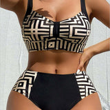 Bikini de Dos Piezas Estampado Elegante