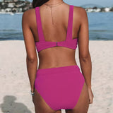 Bikinis de color sólido de talle alto