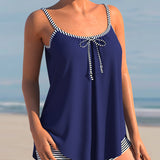 Tankini de dos piezas con tirantes de rayas