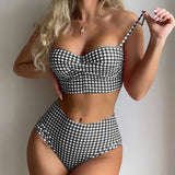 Bikini a cuadros con tirantes delgados