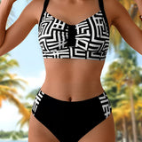Bikini de Dos Piezas Estampado Elegante