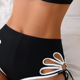 Bikini Sling de Color Contrastante Hueco Sexy