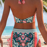 Bikini Bohemio Halter Cordon De Ajuste