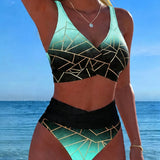 Bikini Degradado Geométrico Línea